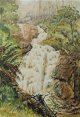 'Stevenson's Falls, Victoria,' c1890 by Charles William Hamilton Dicker - Auction record, sale price, and art valuation. Compare with similar artists and explore comparable artworks.