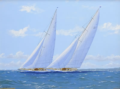 'Velsheda & Yankee on the Solent' by George Drury - Auction record, sale price, and art valuation. Compare with similar artists and explore comparable artworks.