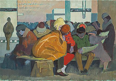 Sample artwork by Helena Krajewska (1910 - 1988), known for socialist realism paintings - View similar artists and auction records
