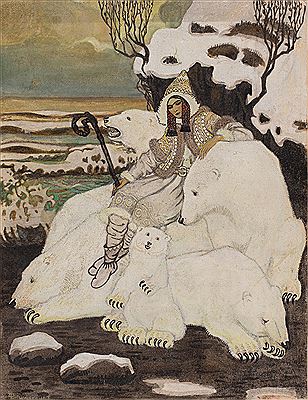 Shepherdess with white bears', 1918