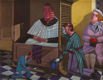 Sample artwork by Jacek Palucha (Born 1966), known for representational, anecdotal, and mocking art in painting - View similar artists and auction records