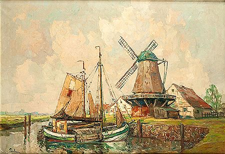 'Boats at the windmill'