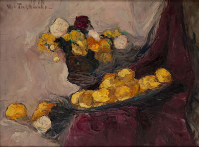 Still life with fruit and flower bouquet, 1918