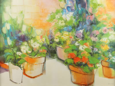 Sample artwork by Betty (Elizabeth) Smith Winn (1915 - 2000), known for landscape and floral painting, collage, mobiles - View similar artists and auction records