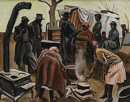 Untitled Hooverville Camp Scene Circa 1935 by Robert Hallowell - Auction record, sale price, and art valuation. Compare with similar artists and explore comparable artworks.