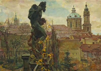 A View of Lesser Town from Vrtbovska Garden by Alois Wierer - Auction record, sale price, and art valuation. Compare with similar artists and explore comparable artworks.