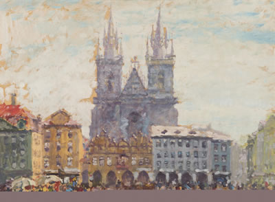 Týn Church by Jan Spacil-Zeranovsky - Auction record, sale price, and art valuation. Compare with similar artists and explore comparable artworks.