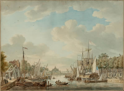 An American Ship Docked in Amsterdam