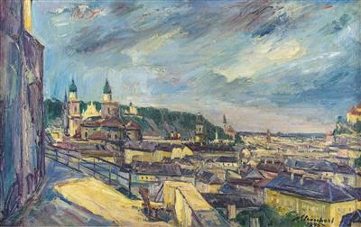 Salzburg vom Hohen Weg (mit zerbombter Domkuppel) by Anton Steinhart - Auction record, sale price, and art valuation. Compare with similar artists and explore comparable artworks.