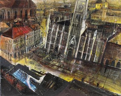 Münchner Stadtansicht - Marienplatz mit Rathaus