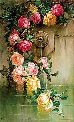 "Fuente con rosas"