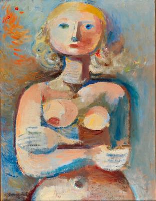 A girl (half-nude)