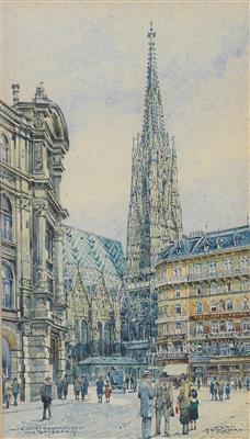 Saint Stephen’s square seen from the Graben by Feri Schwarz - Auction record, sale price, and art valuation. Compare with similar artists and explore comparable artworks.