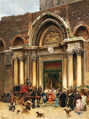 Venice, the patriarch in Capa Magna leaving San Giovanni e Paolo by Ramon Tusquets Y Maignon - Auction record, sale price, and art valuation. Compare with similar artists and explore comparable artworks.