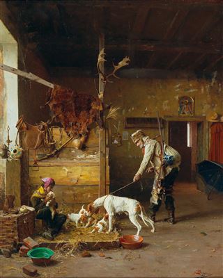 Off to the hunt by Giovanni Battista Quadrone - Auction record, sale price, and art valuation. Compare with similar artists and explore comparable artworks.