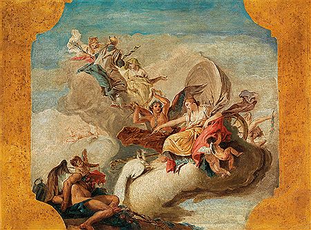 Juno unshackling Time and Chastity with Matrimonial Fidelity and Good Council