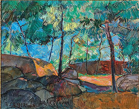 Landscape with cliffs and trees