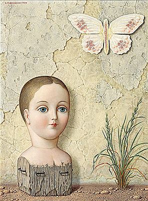 “Puppenkopf mit Schmetterling”