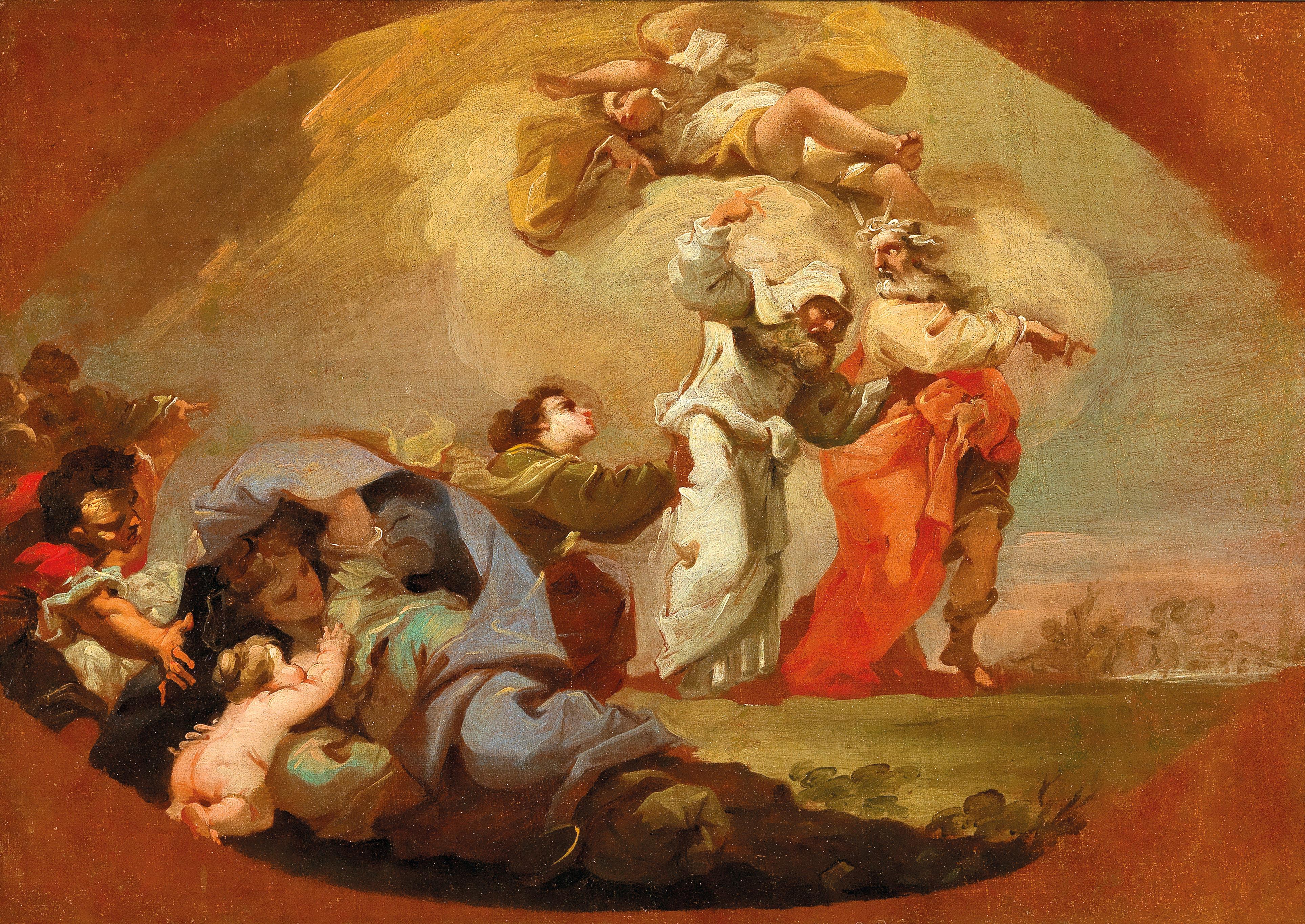 Moses and Aaron guide the Israelites out of Egypt by Domenico Pedrini - Auction record, sale price, and art valuation. Compare with similar artists and explore comparable artworks.