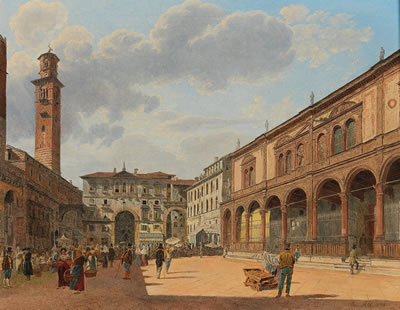 Verona, a view of Piazza delle Erbe