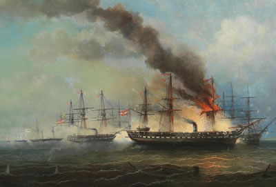 The sea battle at Helgoland on 9 May 1864