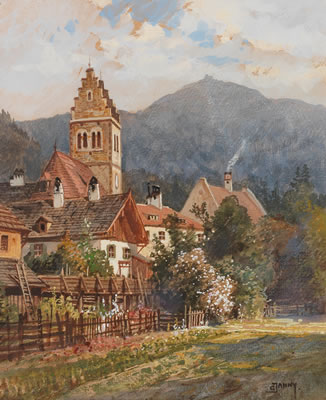 A view of Zell am See towards Schmittenhöhe by Georg Janny - Auction record, sale price, and art valuation. Compare with similar artists and explore comparable artworks.
