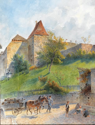 Town wall, titled “Klosterneuburg” by Moritz Ledeli - Auction record, sale price, and art valuation. Compare with similar artists and explore comparable artworks.