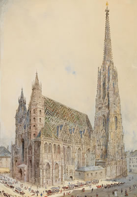 A large depiction of Saint Stephen’s cathedral by Robert Raschka - Auction record, sale price, and art valuation. Compare with similar artists and explore comparable artworks.
