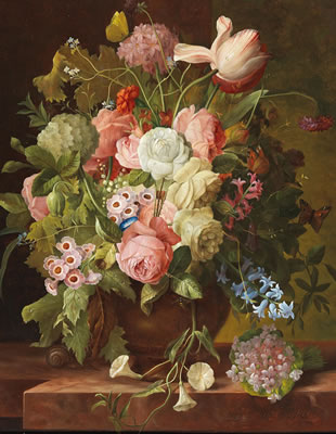 Floral Still Life with Roses, Tulips and Hyacinths