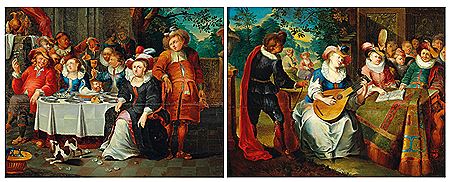 An elegant company dining; and A music making company on a terrace by François Xavier Henri Verbeeck - Auction record, sale price, and art valuation. Compare with similar artists and explore comparable artworks.