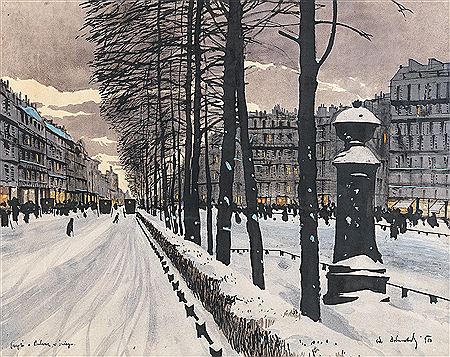 Paryz-Bulwar w Sniegu (A Paris Boulevard in the Snow) by Odo Dobrowolski - Auction record, sale price, and art valuation. Compare with similar artists and explore comparable artworks.