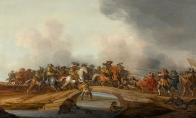 Combat de cavalerie sur un pont