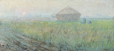 Paysage avec meules