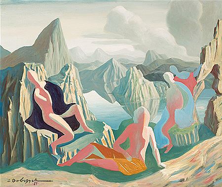 Baigneuses dans un paysage