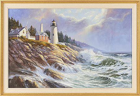 Lighthouse on a rocky cliff