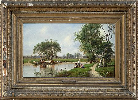 Young children fishing by a river's edge