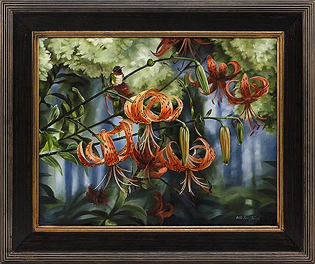 Tiger Lillies and Hummingbird