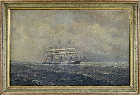 Viermastbark in schwerer See by Hugo Wilkens - Auction record, sale price, and art valuation. Compare with similar artists and explore comparable artworks.