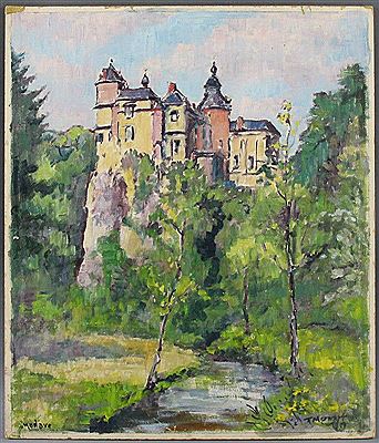 Blick auf das Schloss Modave bei Lüttich by Fritz Merwart - Auction record, sale price, and art valuation. Compare with similar artists and explore comparable artworks.