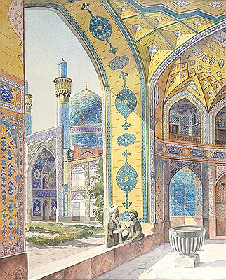 Interior courtyard of The Charbagh School in Isfahan