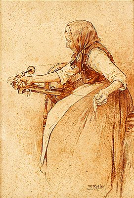 Alte Frau am Spinnrad by Fritz Reiss - Auction record, sale price, and art valuation. Compare with similar artists and explore comparable artworks.