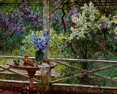 Veranda at the house of A.P. Tsjechov by Piotr Stolerenko - Auction record, sale price, and art valuation. Compare with similar artists and explore comparable artworks.