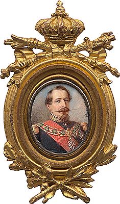 Bildnis Napoleon III., Kaiser der Franzosen (1808-1873) in Uniform mit Collane, Cordon und Bruststern des kaiserlich französischen Ordens der Ehrenlegion; vor Wolkenhintergrund by Gabriel Aristide Passot - Auction record, sale price, and art valuation. Compare with similar artists and explore comparable artworks.