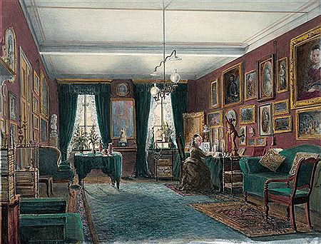Fanny Lewald in her study in Matthäikirchstraße 21 in Berlin-Tiergarten