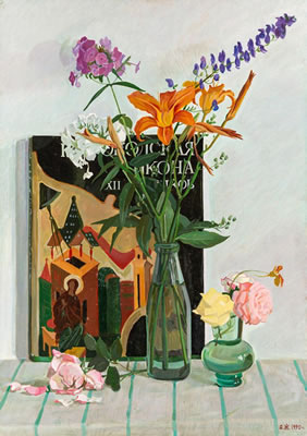 Still Life with Book and Flowers