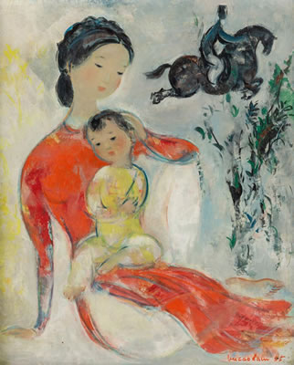 Mother and Child with Man on Horseback