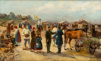 Russian Village Scene