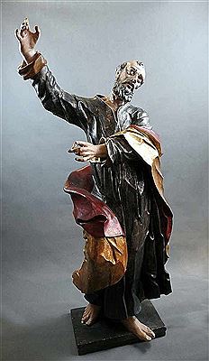 Figur des Heiligen Petrus in rot-goldenem Gewand