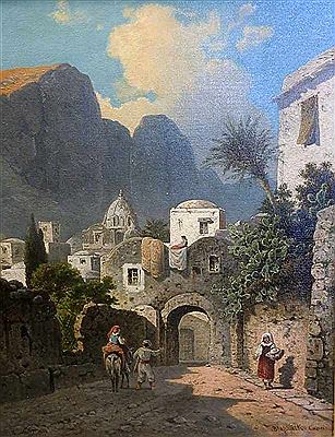 Overlooking a busy street of the island of Capri