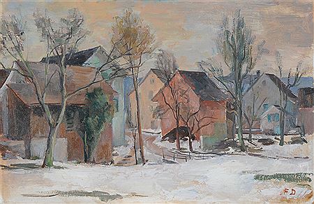 Uetikon, Winterlandschaft by Fritz Deringer - Auction record, sale price, and art valuation. Compare with similar artists and explore comparable artworks.